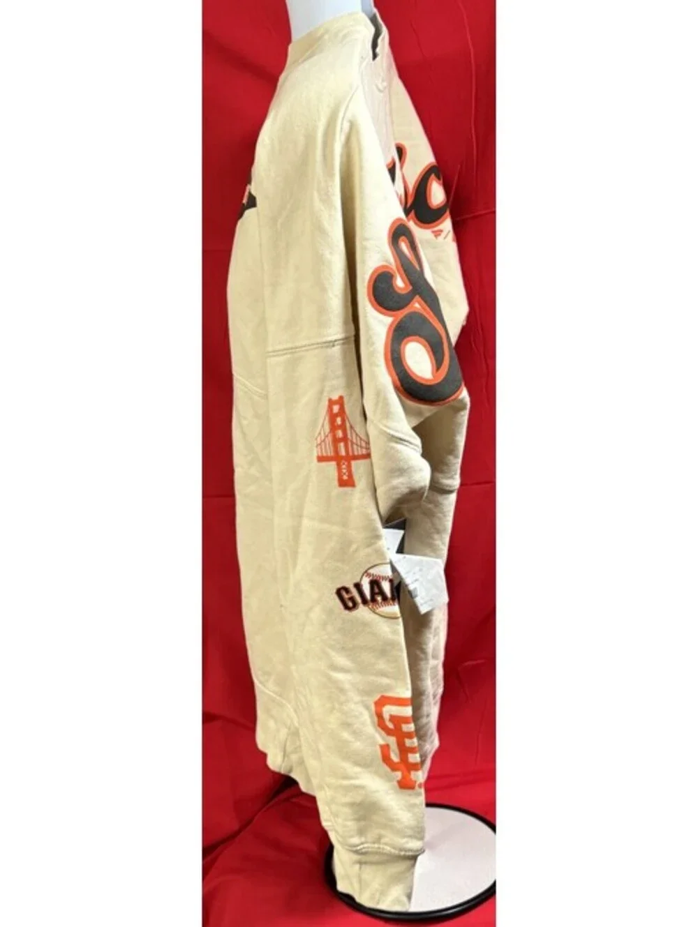 Fanatics San Francisco Giants Pennant Flag Fleece Sweatshirt Beige Mens S NWT
